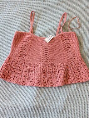 Aeropostale Knit Cami  Crochet-"Coquette"- Rose - Size M - NWT